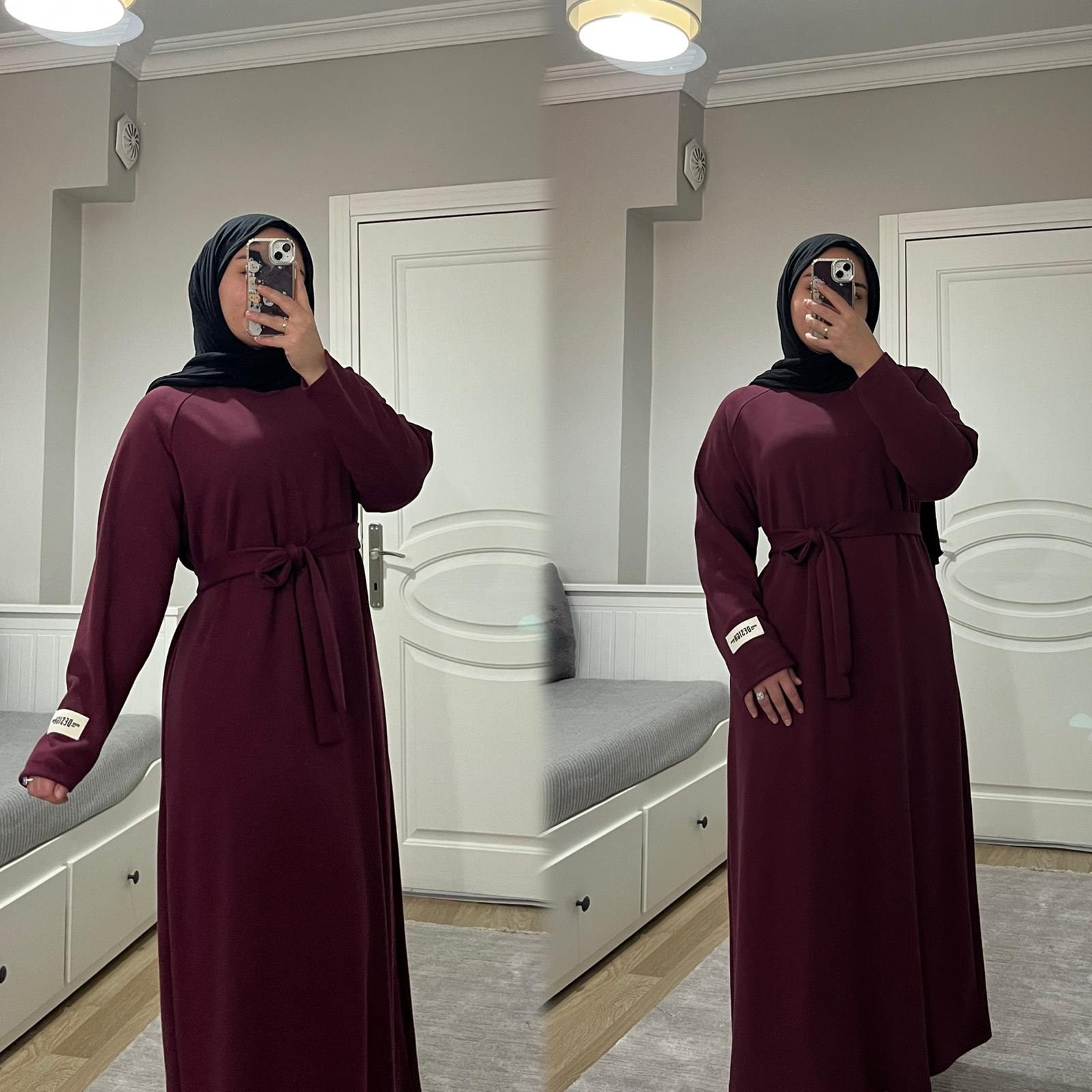 Oysho Kumaş Elbise Bordo ~ Nirva Butik